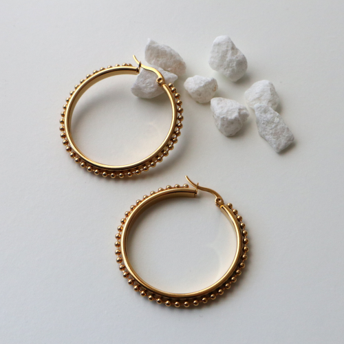 pendientes aros bolitas dorados