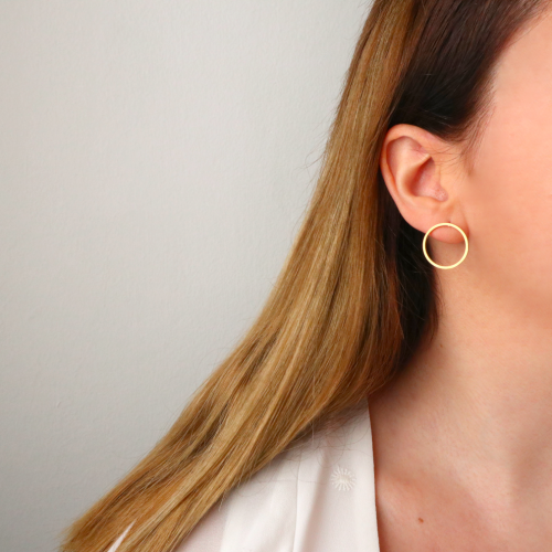 pendientes minimal círculo dorados