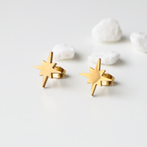 pendientes edelweiss dorados