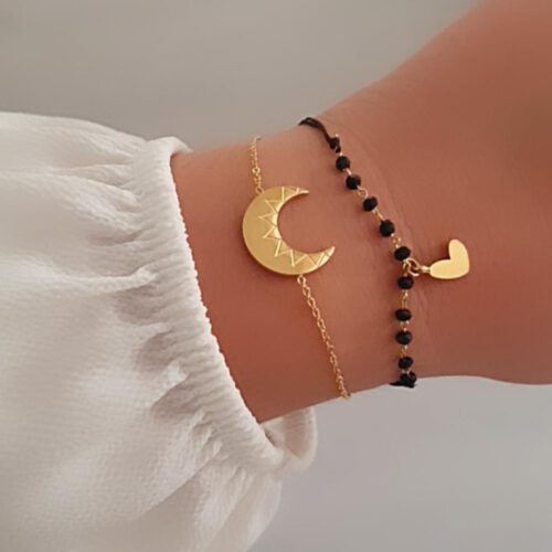 pulsera corazón negra